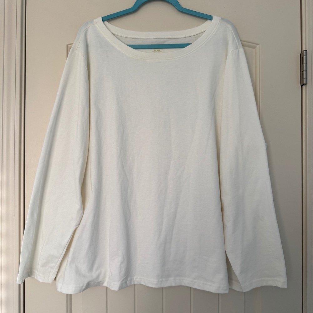 L.L.Bean Women’s Plus Cotton‎ Long Sleeve White Top Size 3X reg